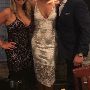 Beautiful white lace, and silver sequins dress!